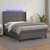 vidaXL Boxspring met matras en LED kunstleer grijs 140x200 cm