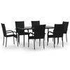 vidaXL 7-delige Tuinset poly rattan zwart