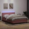 vidaXL Boxspring met matras en LED fluweel roze 160x210 cm