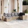 vidaXL 7-delige Loungeset met kussens poly rattan gemengd beige