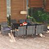 vidaXL 9-delige Tuinset met kussens poly rattan grijs