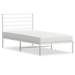 vidaXL Bedframe met hoofdbord zonder matras metaal wit 75x190 cm