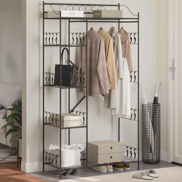 vidaXL Open Kledingkast met plank Zwart 101 x 43 x 188 cm Staal