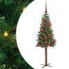 vidaXL Slanke Kerstboom Groen 150 cm PVC en massief dennenhout