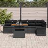 vidaXL Tuinbankenset met kussen 7 pcs Zwart poly rattan