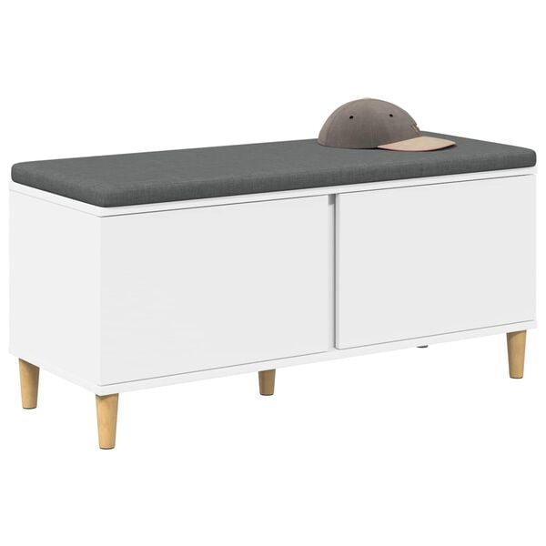 vidaXL Halbank met kussen met opslag met de deur Wit 100 x 38 x 46 cm