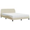 vidaXL Bed met matras "Dover" stof crèmekleurig 120x200 cm