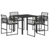 vidaXL Tuin eettafelset 5 st Zwart poly rattan