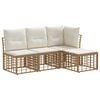 vidaXL Buiten bankenset met kussen 4 pcs Naturel Polyester