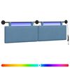 vidaXL Hangend hoofdbord Met LED-verlichting Blauw Katoen Stof
