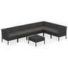 vidaXL 8-delige Loungeset met kussens poly rattan zwart