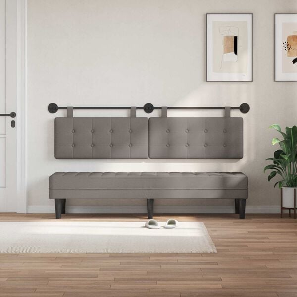 vidaXL Hangend Hoofdeinde Wandgemonteerd Taupe 190 x 55 x 5 cm Stof