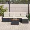 vidaXL Tuinbankenset met kussen 6 pcs Zwart poly rattan