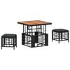 vidaXL Tuin eettafelset 3 pcs Zwart en Grijs Poly Riet en Acaciahout