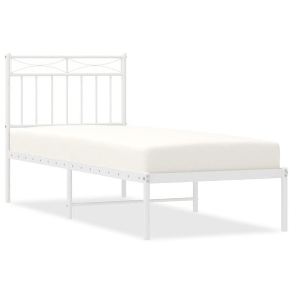 vidaXL Bedframe met hoofdbord metaal wit 80x200 cm