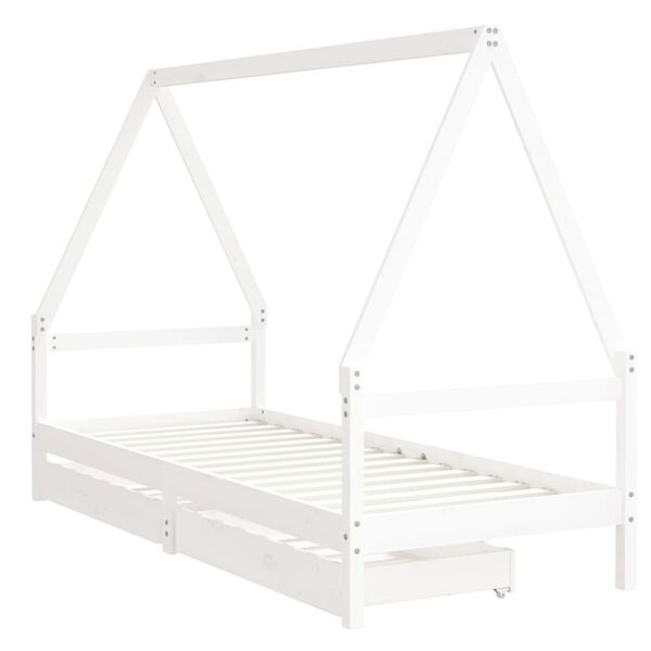 vidaXL Kinderbedframe met lades 90x190 cm massief grenenhout wit
