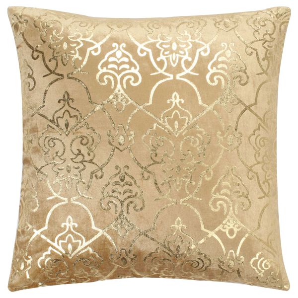 vidaXL Kussens 2 st foliebedrukt 40x40 cm fluweel beige en goudkleurig