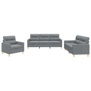 vidaXL 3-delige Loungeset met kussens stof lichtgrijs