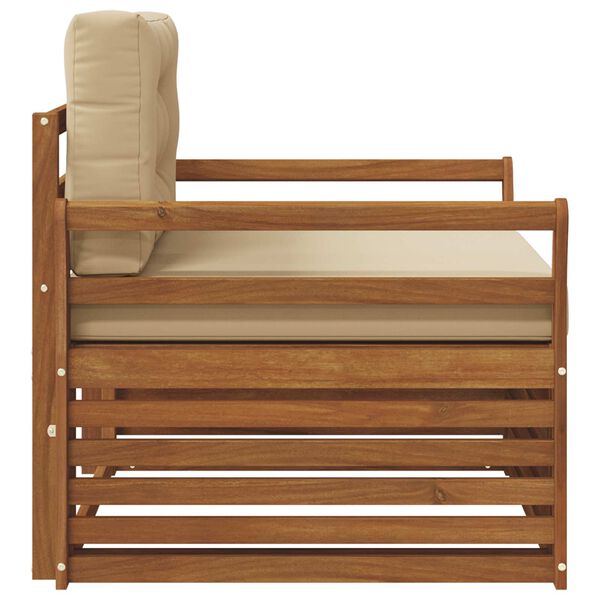 vidaXL Buiten bankenset Massief Acaciahout en Polyester Naturel