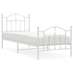vidaXL Bedframe met hoofd- en voeteneinde metaal wit 90x200 cm
