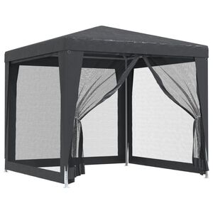 vidaXL Partytent met 4 mesh zijwanden 2,5x2,5 m HDPE antracietkleurig