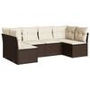 vidaXL 6-delige Loungeset met kussens poly rattan bruin