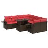 vidaXL 9-delige Loungeset met kussens poly rattan acacia bruin