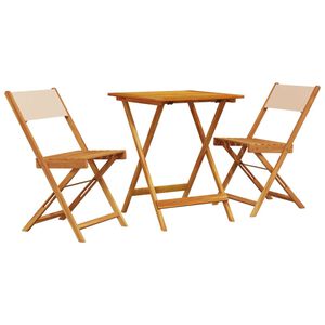 vidaXL 3-delige Bistroset stof en massief hout beige