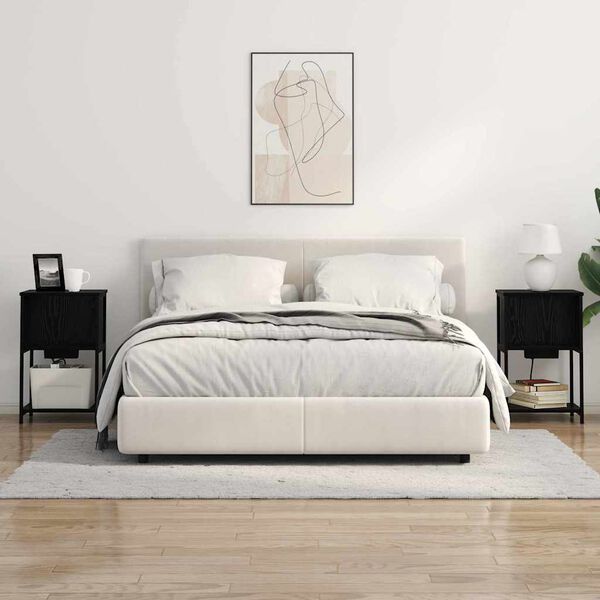 vidaXL Nachtkastje Zwart Eiken 38 x 31 x 61 cm Bewerkt hout