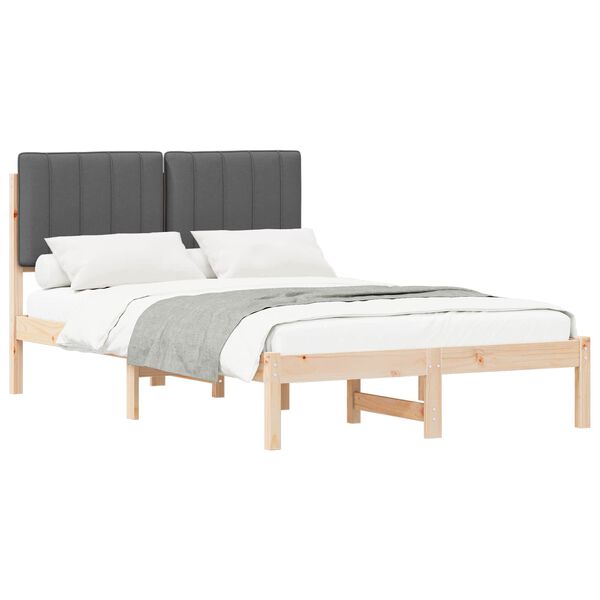 vidaXL Bedframe met Gevoerd Hoofdgedeelte Donkergrijs 120 x 190 cm