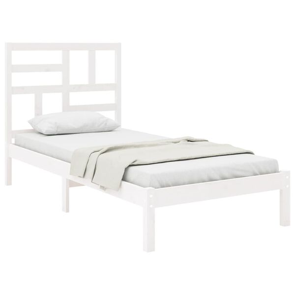 vidaXL Bedframe massief hout wit 90x190 cm