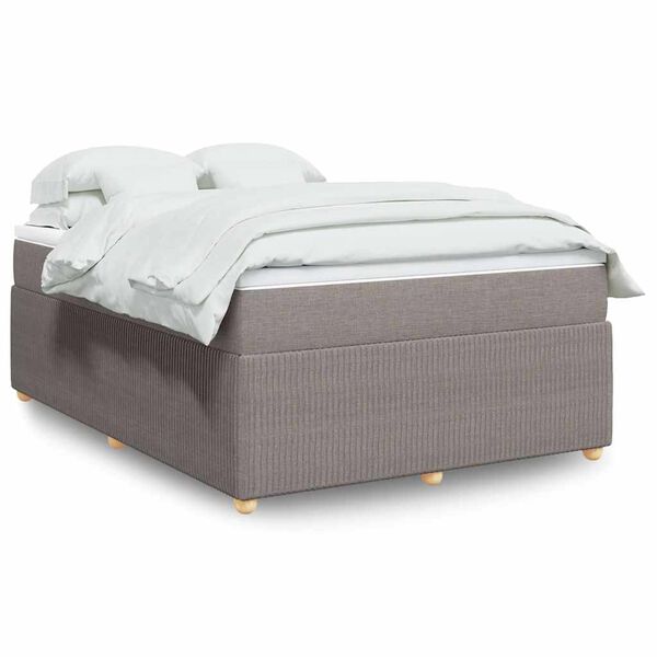 vidaXL Boxspring met matras stof taupe 160x200 cm