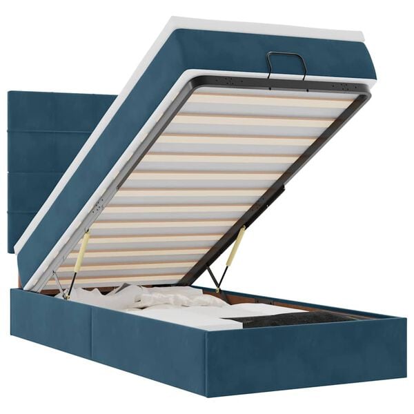 vidaXL Ottoman bed met matrassen en LED's 90x190cm fluweel donkerblauw