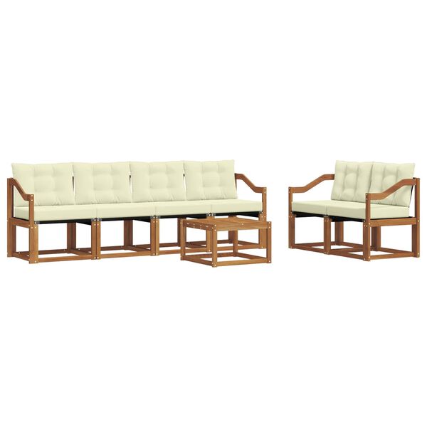 vidaXL Buiten bankenset met kussen 7 pcs Natuurlijk en Cr&egrave;me