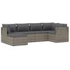 vidaXL 6-delige Loungeset met kussens poly rattan grijs