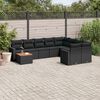 vidaXL 10-delige Loungeset met kussens poly rattan zwart