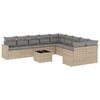 vidaXL 11-delige Tuinset met kussens poly rattan beige