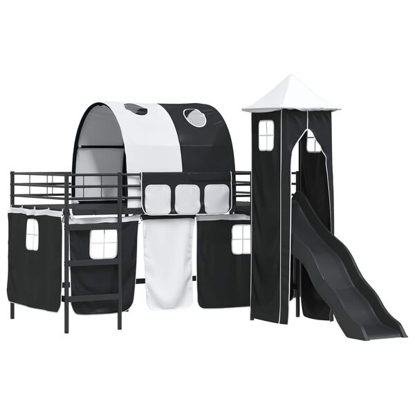 vidaXL Loftbed voor Kids Zwart 79,5 x 200 cm Metaal