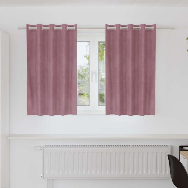 vidaXL Verduisterende gordijnen 2 pcs Donkerroze 140 x 140 cm Fluweel