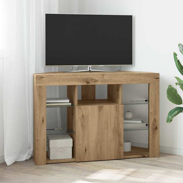 vidaXL Hoek LED TV Kast Artisan Eiken 100x40x68cm Bewerkt hout