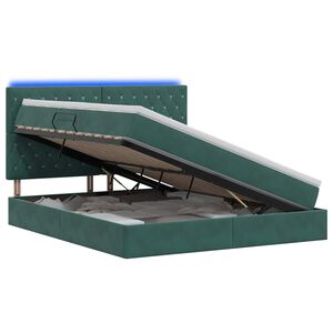 vidaXL LED Opslagbed met Matras Donkergroen 140 x 200 cm Fluweel