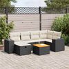 vidaXL 7-delige Loungeset met kussens poly rattan zwart