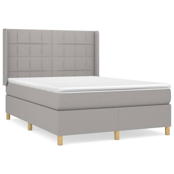 vidaXL Boxspring met matras stof lichtgrijs 140x190 cm