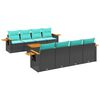 vidaXL 9-delige Loungeset met kussens poly rattan zwart
