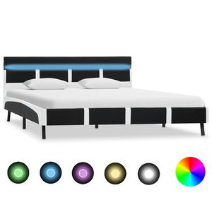 vidaXL Bedframe met LED kunstleer zwart 120x200 cm
