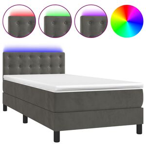 vidaXL Boxspring met matras en LED fluweel donkergrijs 80x200 cm