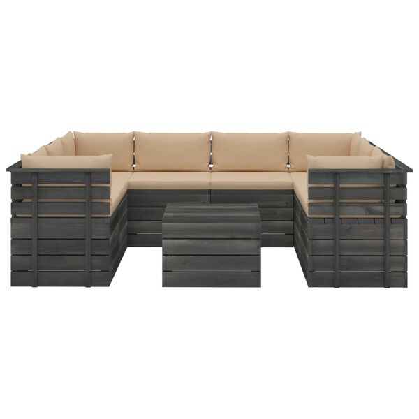 vidaXL 9-delige Loungeset met kussens pallet massief grenenhout