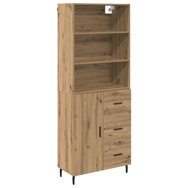 vidaXL Hoge kast met lade Artisan Eiken 69,5 x 34 x 180 cm