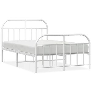 vidaXL Bedframe met hoofd- en voeteneinde metaal wit 120 x 190 cm