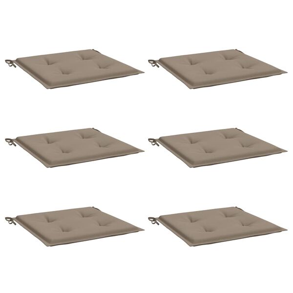 vidaXL Tuinstoelkussens 6 st 40x40x4 cm oxford stof taupe